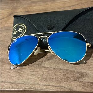 Rayban aviator blue mirrored sunglasses